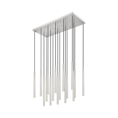 Forest Linear LED Chandelier in Brushed Nickel (17-Light/23.9-Inch).