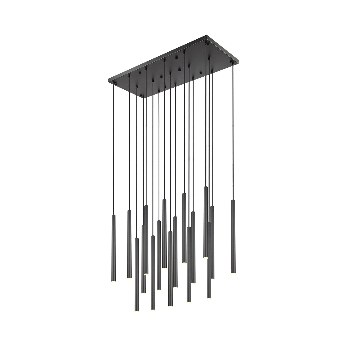 Forest Linear LED Chandelier in Matte Black (17-Light/23.9-Inch).
