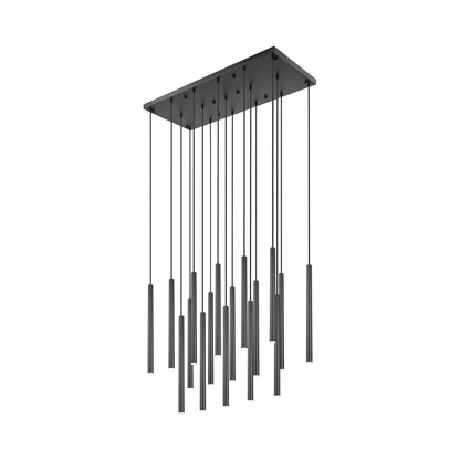 Forest Linear LED Chandelier in Matte Black (17-Light/23.9-Inch).