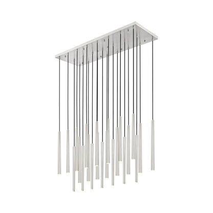 Forest Linear LED Chandelier in Brushed Nickel (23-Light/23.9-Inch).