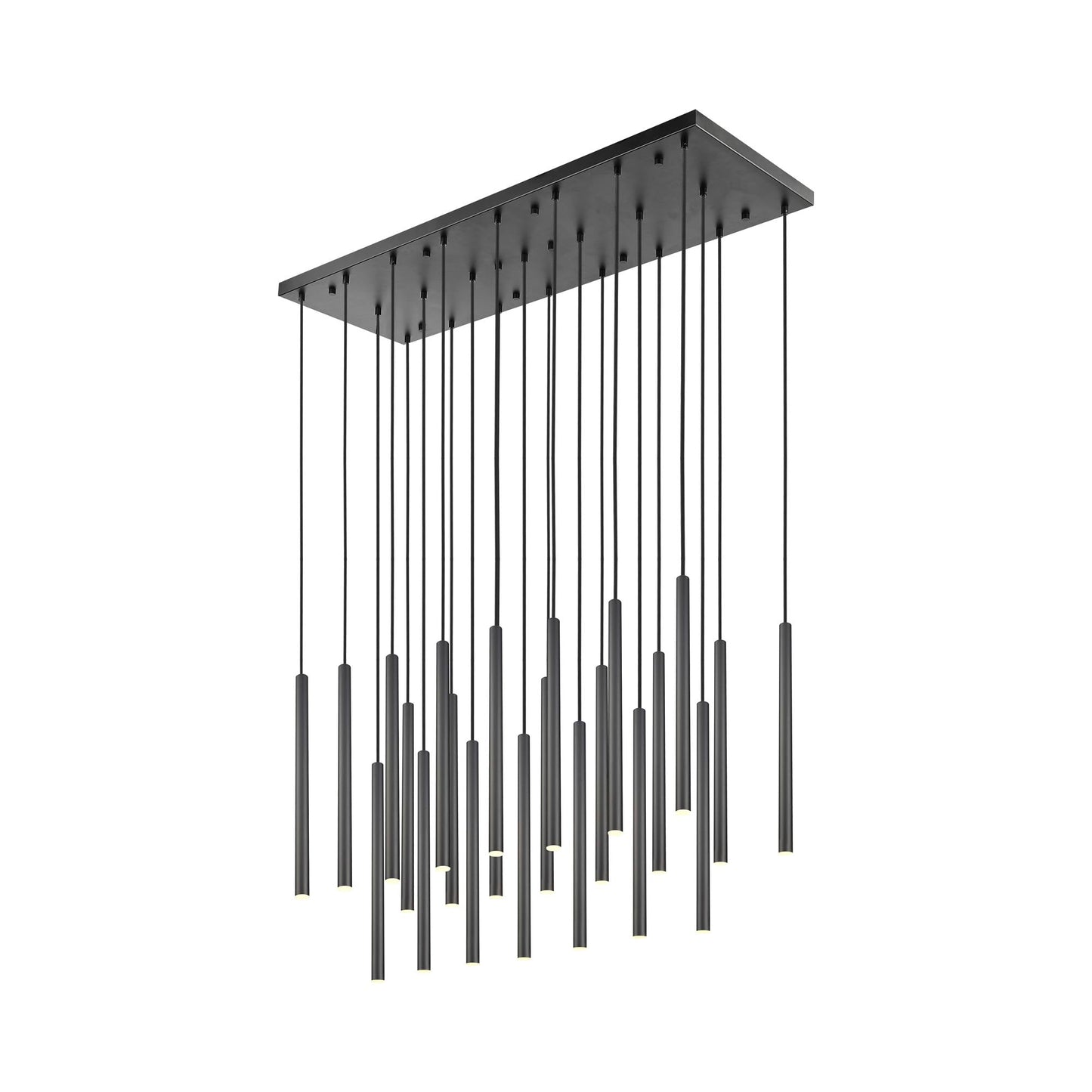 Forest Linear LED Chandelier in Matte Black (23-Light/23.9-Inch).
