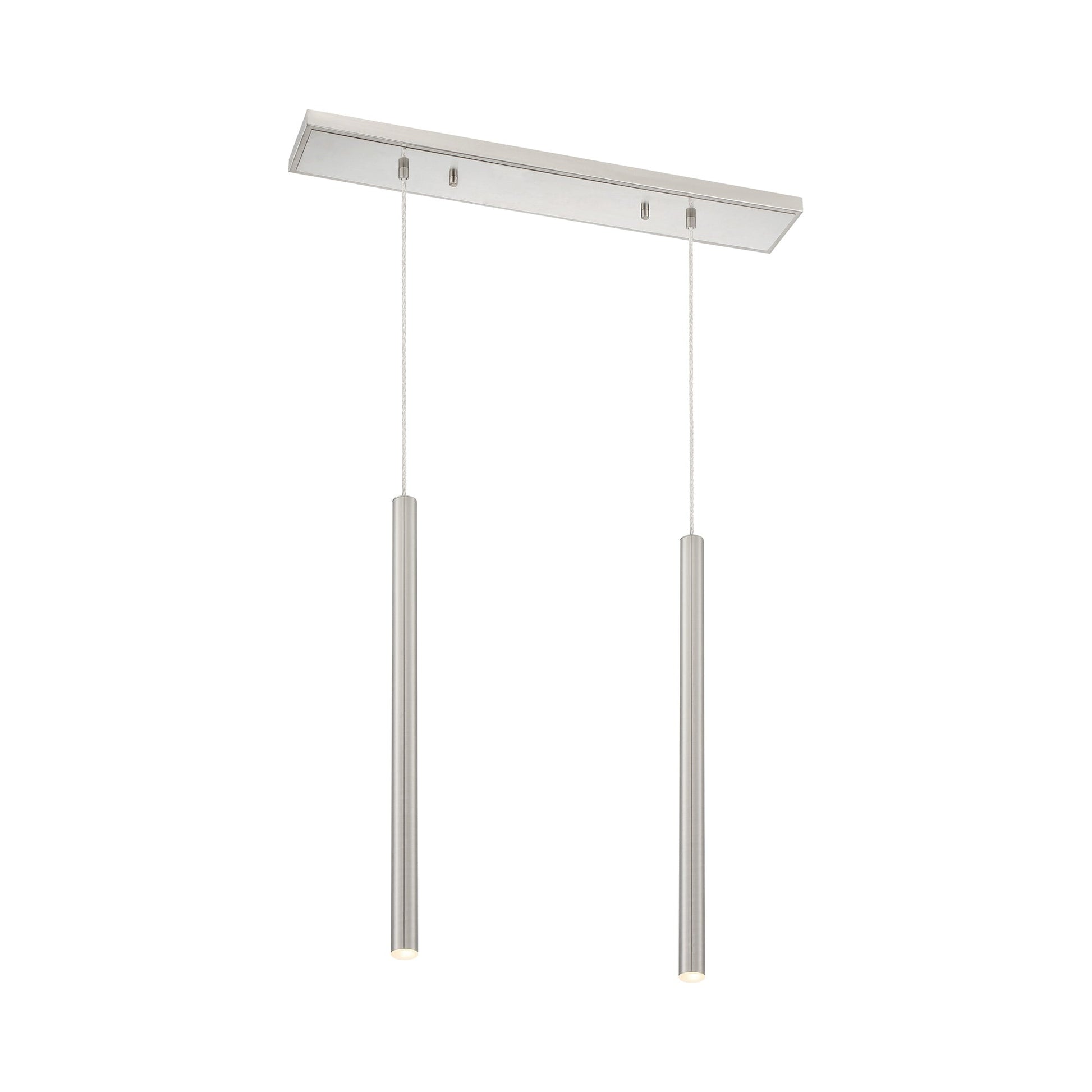 Forest Linear LED Chandelier in Brushed Nickel (2-Light/24-Inch).