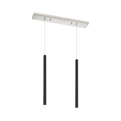 Forest Linear LED Chandelier in Brushed Nickel/Matte Black (2-Light/24-Inch).