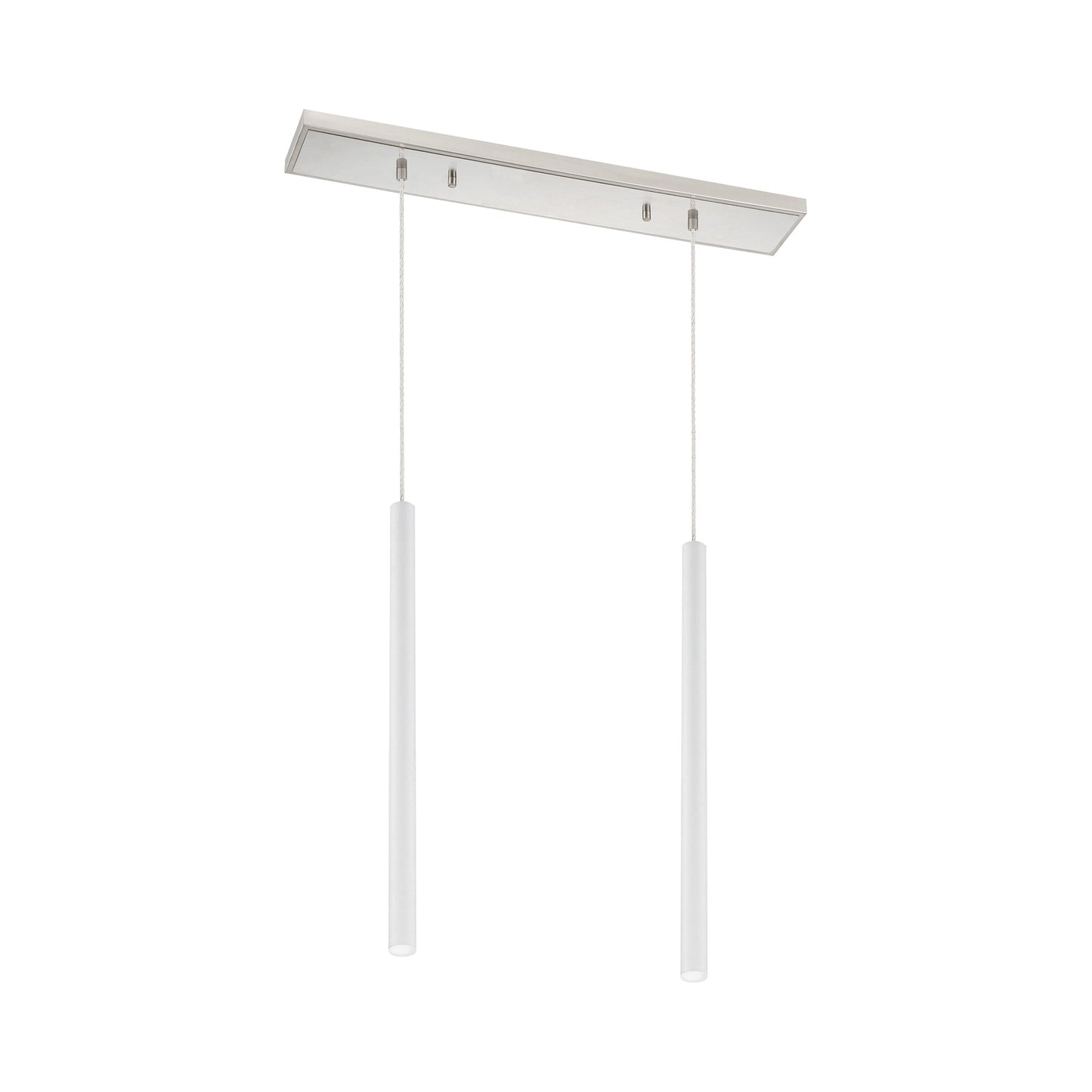 Forest Linear LED Chandelier in Brushed Nickel/Matte White (2-Light/24-Inch).