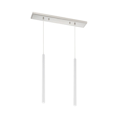 Forest Linear LED Chandelier in Brushed Nickel/Matte White (2-Light/24-Inch).