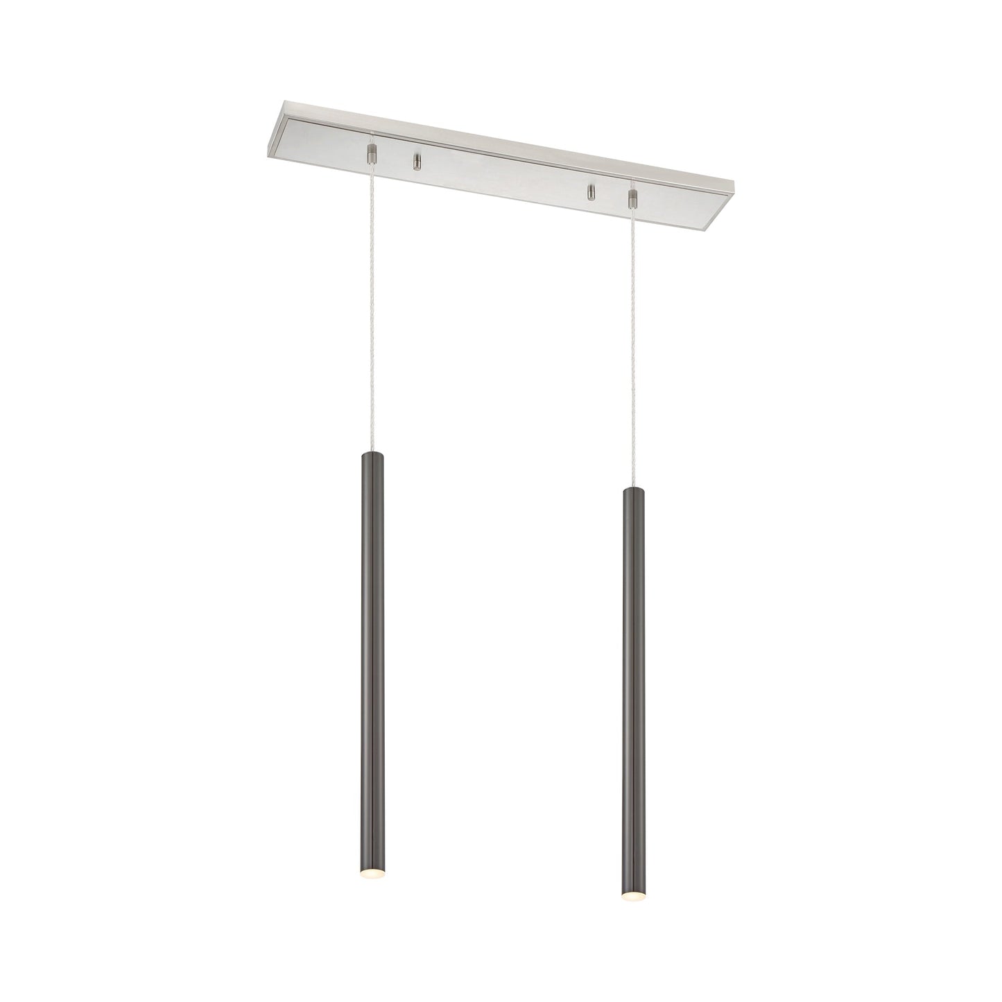 Forest Linear LED Chandelier in Brushed Nickel/Pearl Black (2-Light/24-Inch).