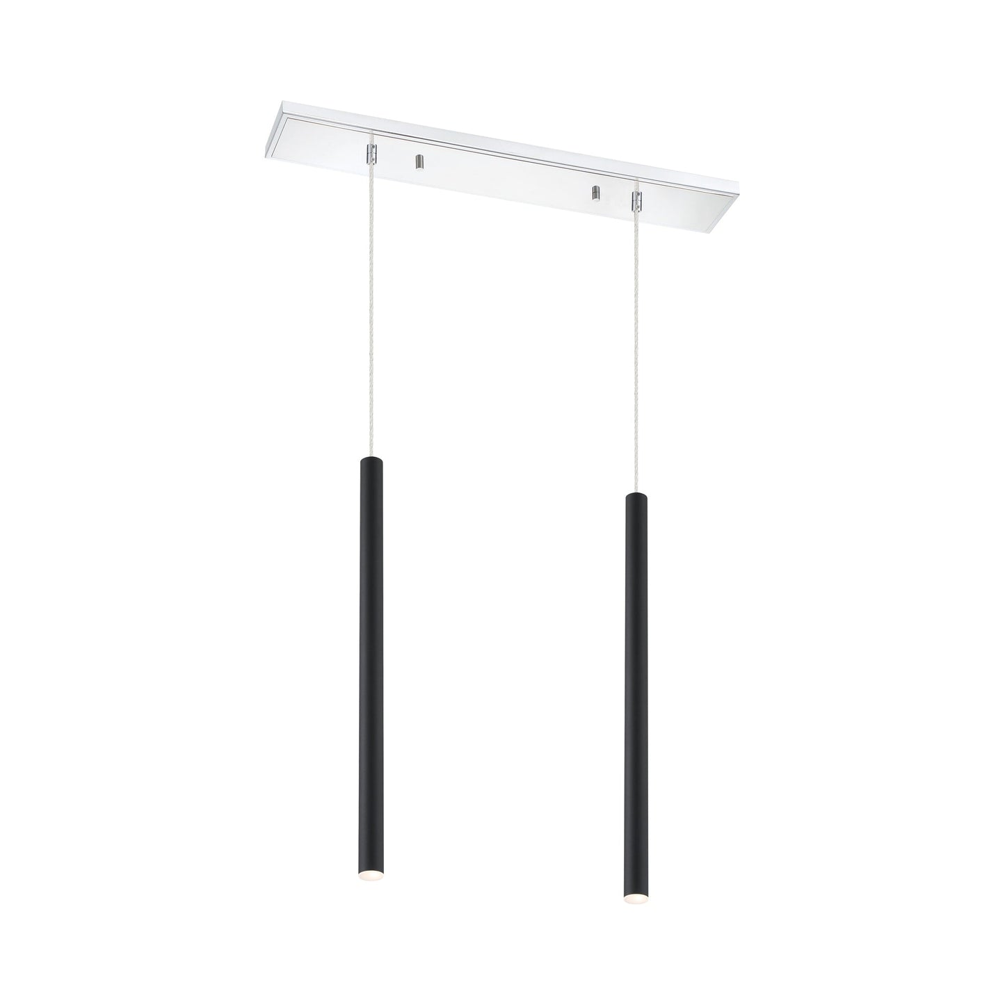 Forest Linear LED Chandelier in Chrome/Matte Black (2-Light/24-Inch).