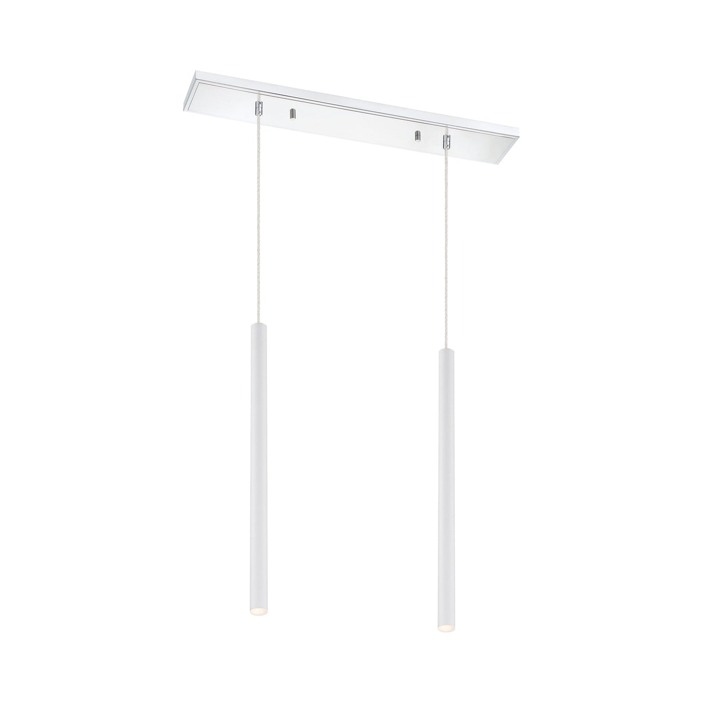 Forest Linear LED Chandelier in Chrome/Matte White (2-Light/24-Inch).