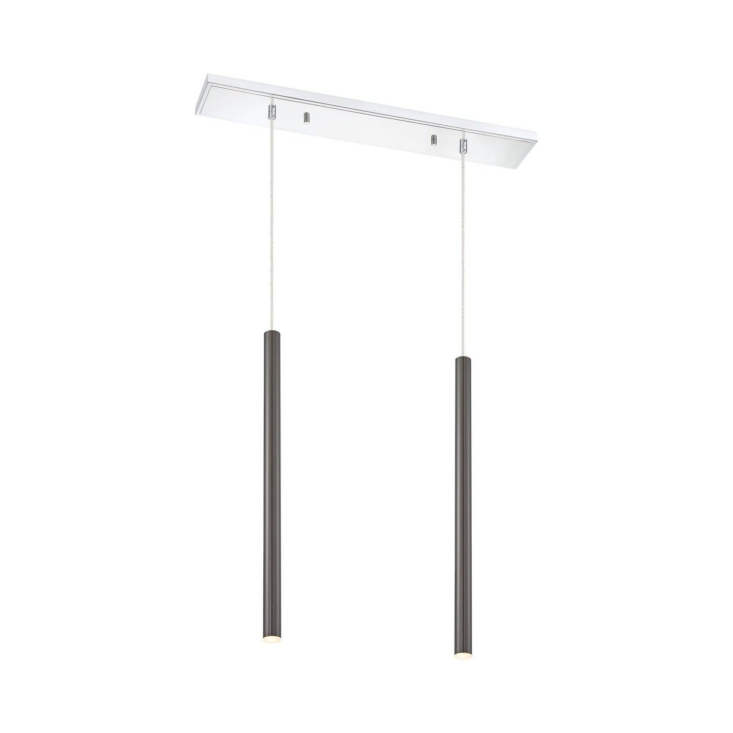 Forest Linear LED Chandelier in Chrome/Pearl Black (2-Light/24-Inch).