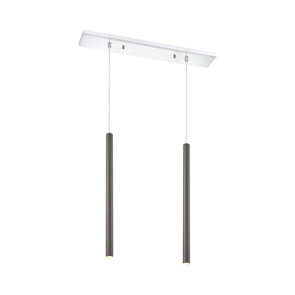 Forest Linear LED Chandelier in Chrome/Pearl Black (2-Light/24-Inch).