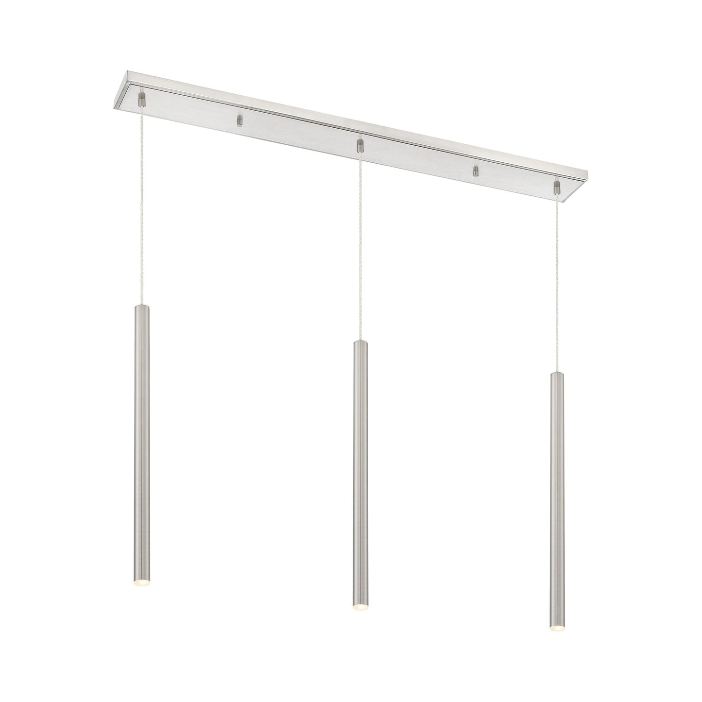 Forest Linear LED Chandelier in Brushed Nickel (3-Light/24-Inch).