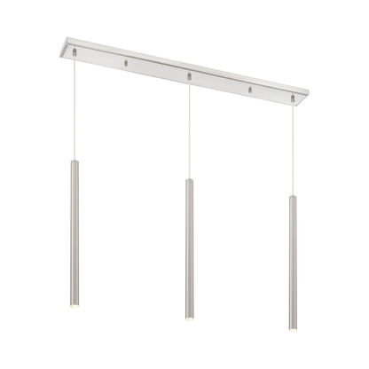 Forest Linear LED Chandelier in Brushed Nickel (3-Light/24-Inch).