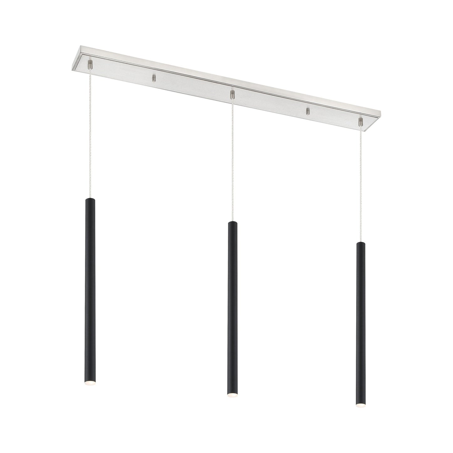Forest Linear LED Chandelier in Brushed Nickel/Matte Black (3-Light/24-Inch).