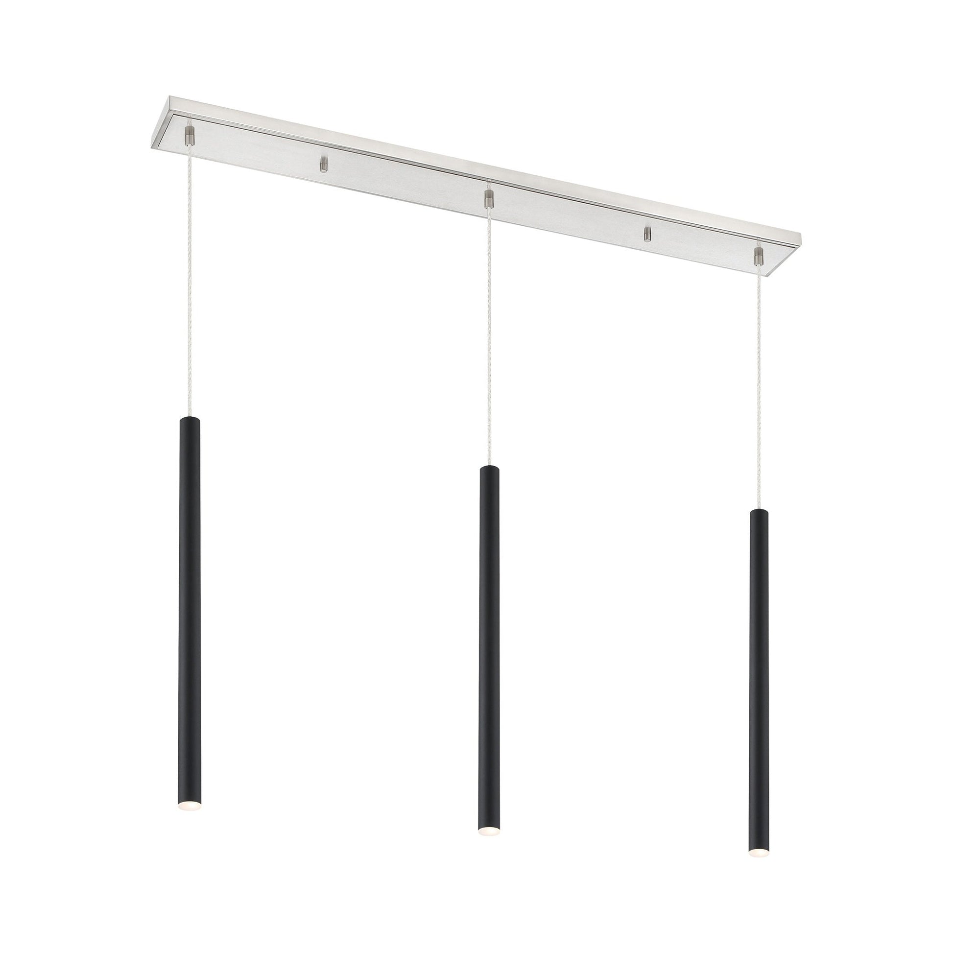 Forest Linear LED Chandelier in Brushed Nickel/Matte Black (3-Light/24-Inch).