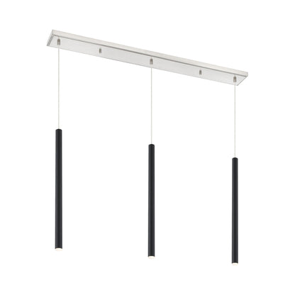 Forest Linear LED Chandelier in Brushed Nickel/Matte Black (3-Light/24-Inch).