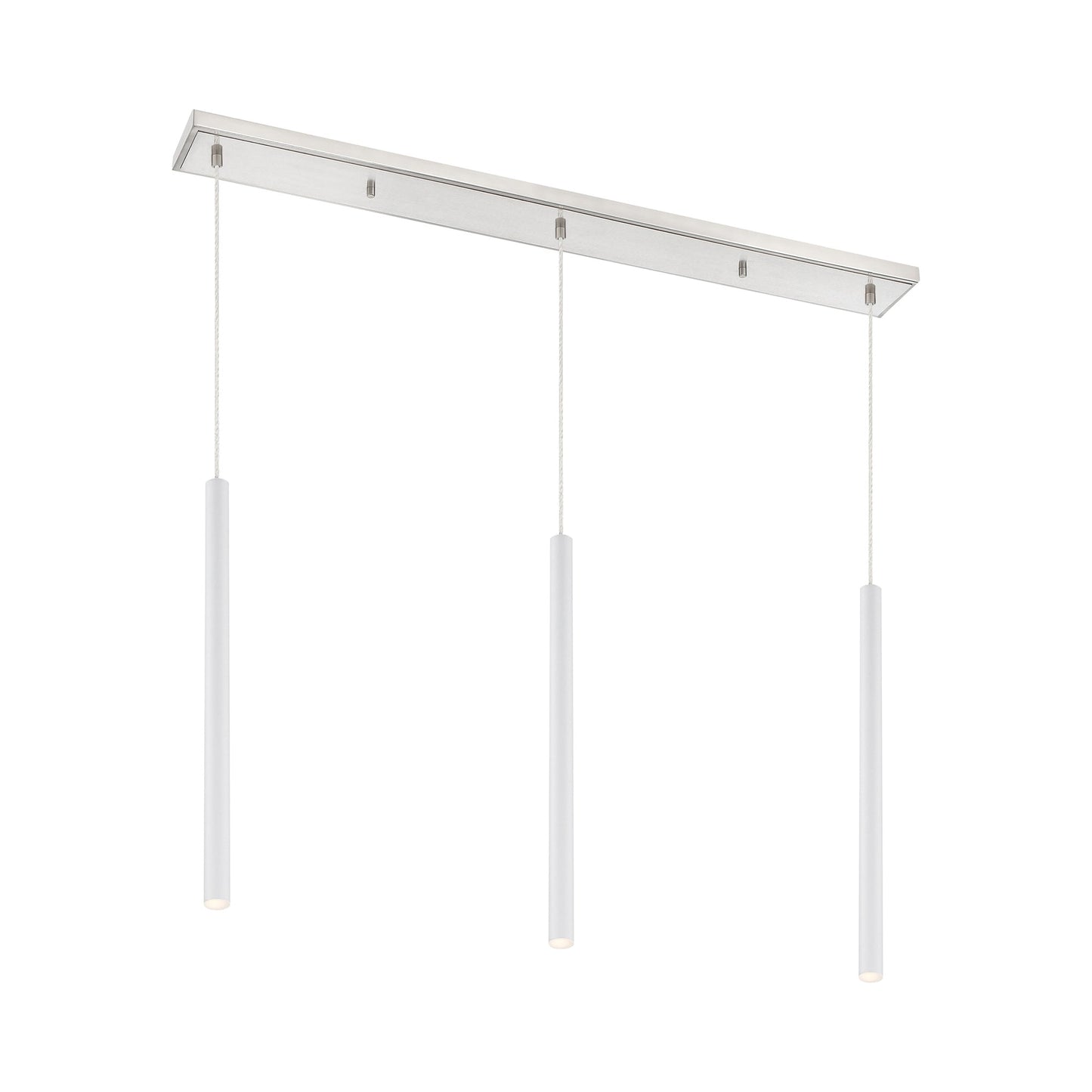 Forest Linear LED Chandelier in Brushed Nickel/Matte White (3-Light/24-Inch).