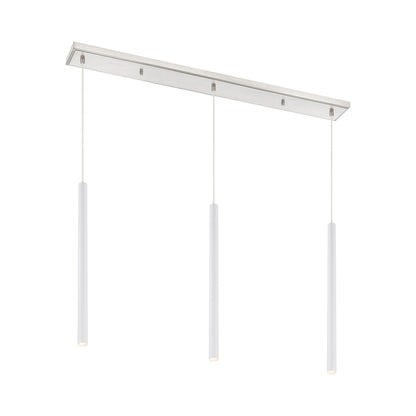 Forest Linear LED Chandelier in Brushed Nickel/Matte White (3-Light/24-Inch).