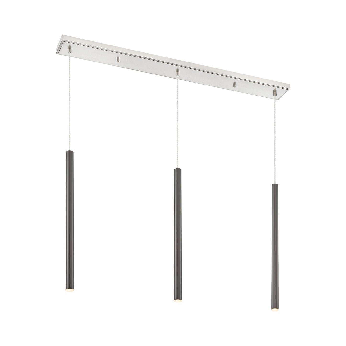 Forest Linear LED Chandelier in Brushed Nickel/Pearl Black (3-Light/24-Inch).