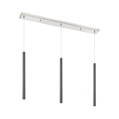 Forest Linear LED Chandelier in Brushed Nickel/Pearl Black (3-Light/24-Inch).