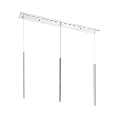 Forest Linear LED Chandelier in Chrome (3-Light/24-Inch).