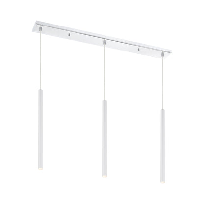 Forest Linear LED Chandelier in Chrome/Matte White (3-Light/24-Inch).
