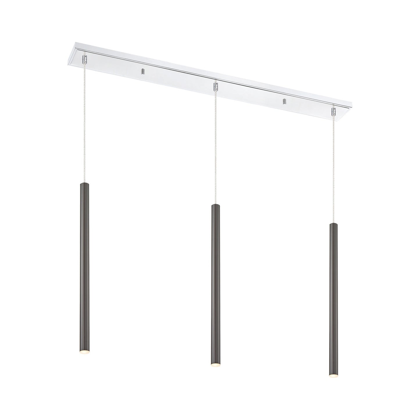 Forest Linear LED Chandelier in Chrome/Pearl Black (3-Light/24-Inch).