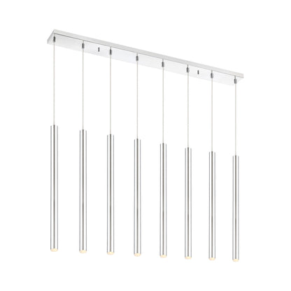 Forest Linear LED Chandelier in Chrome (8-Light/24-Inch).