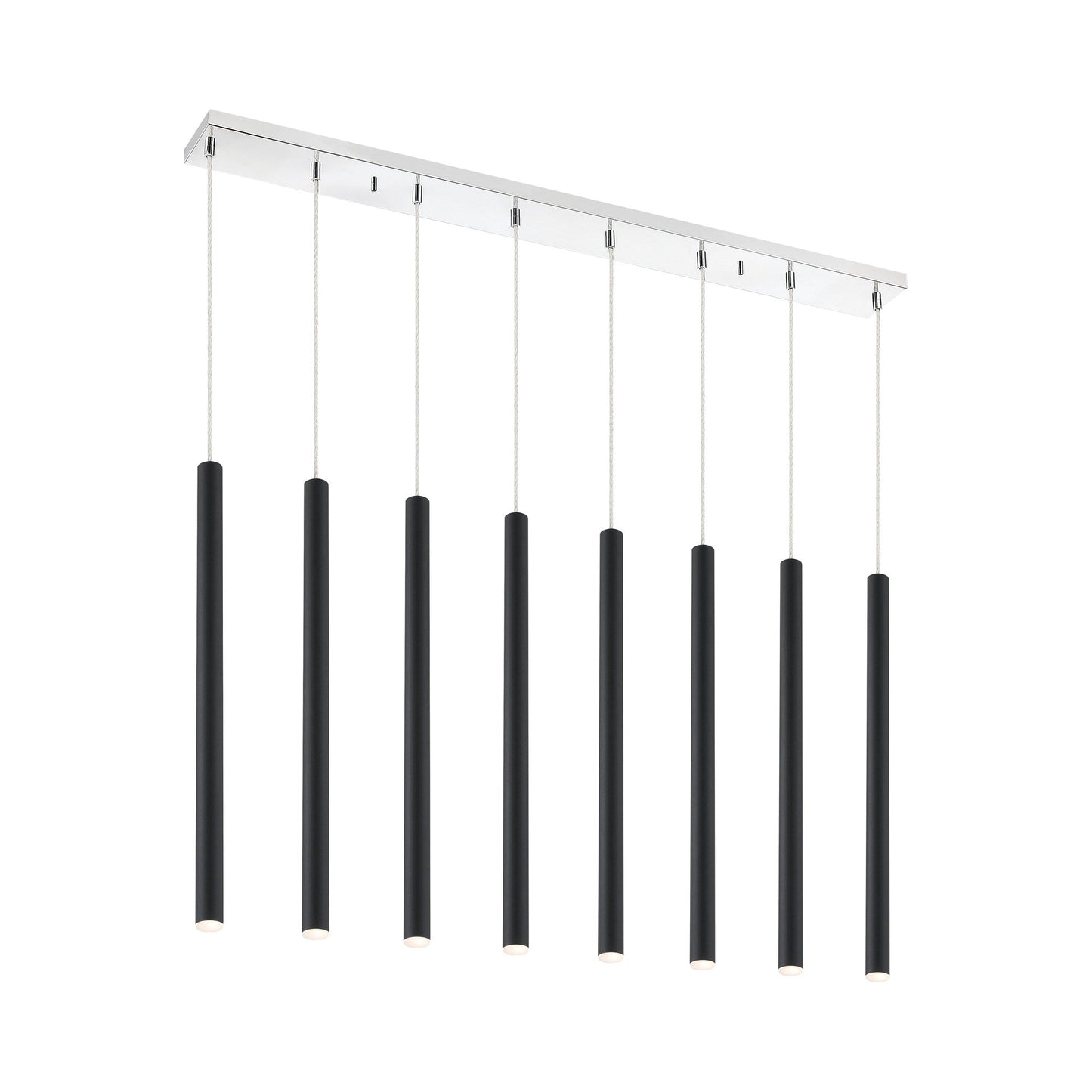 Forest Linear LED Chandelier in Chrome/Matte Black (8-Light/24-Inch).
