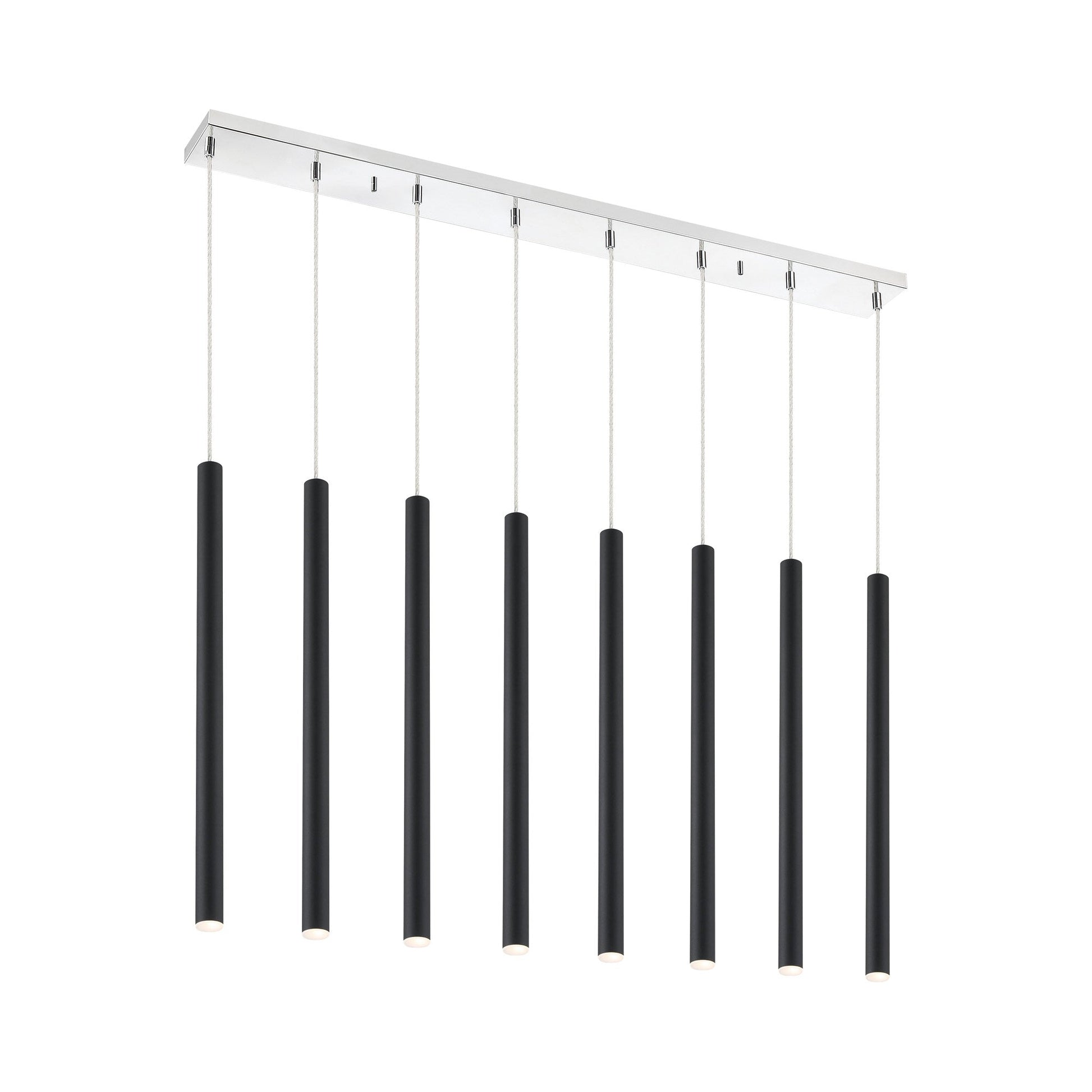 Forest Linear LED Chandelier in Chrome/Matte Black (8-Light/24-Inch).