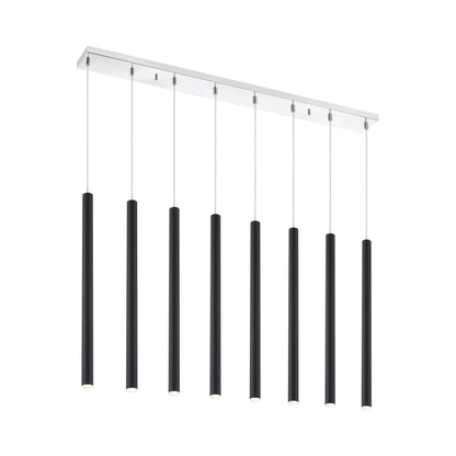 Forest Linear LED Chandelier in Chrome/Matte Black (8-Light/24-Inch).