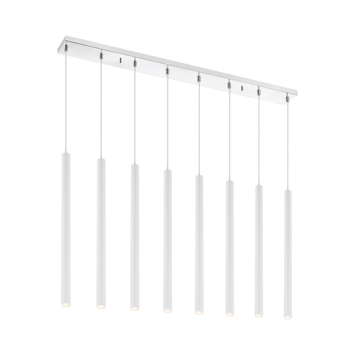 Forest Linear LED Chandelier in Chrome/Matte White (8-Light/24-Inch).