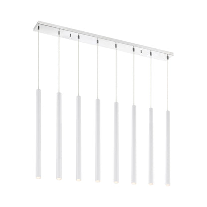 Forest Linear LED Chandelier in Chrome/Matte White (8-Light/24-Inch).