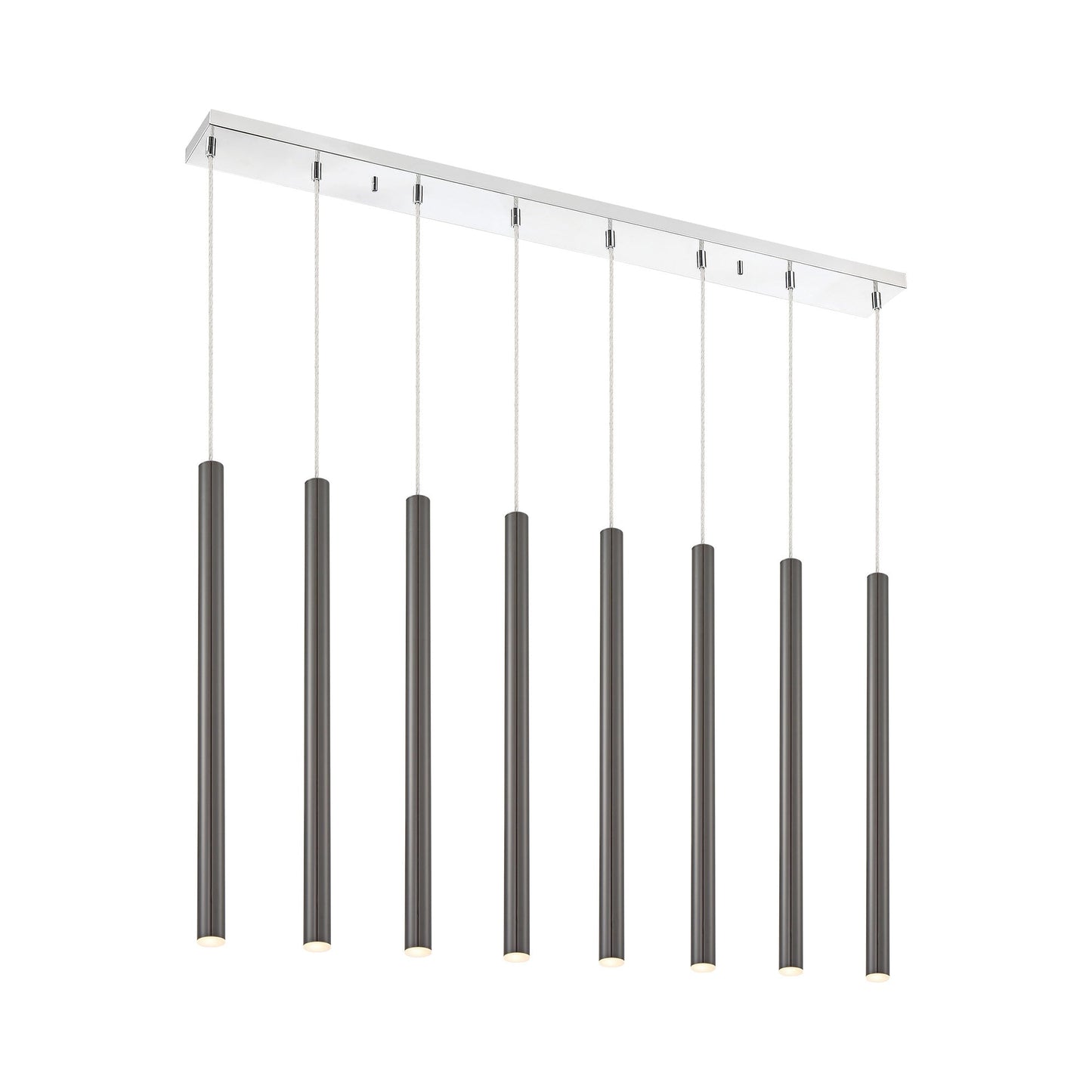 Forest Linear LED Chandelier in Chrome/Pearl Black (8-Light/24-Inch).