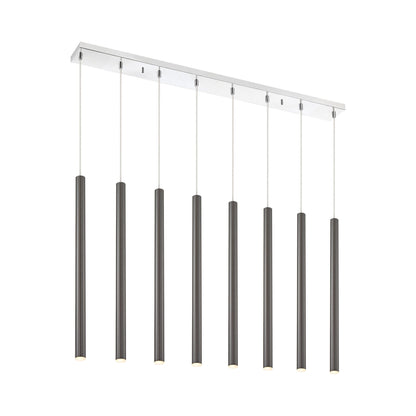 Forest Linear LED Chandelier in Chrome/Pearl Black (8-Light/24-Inch).