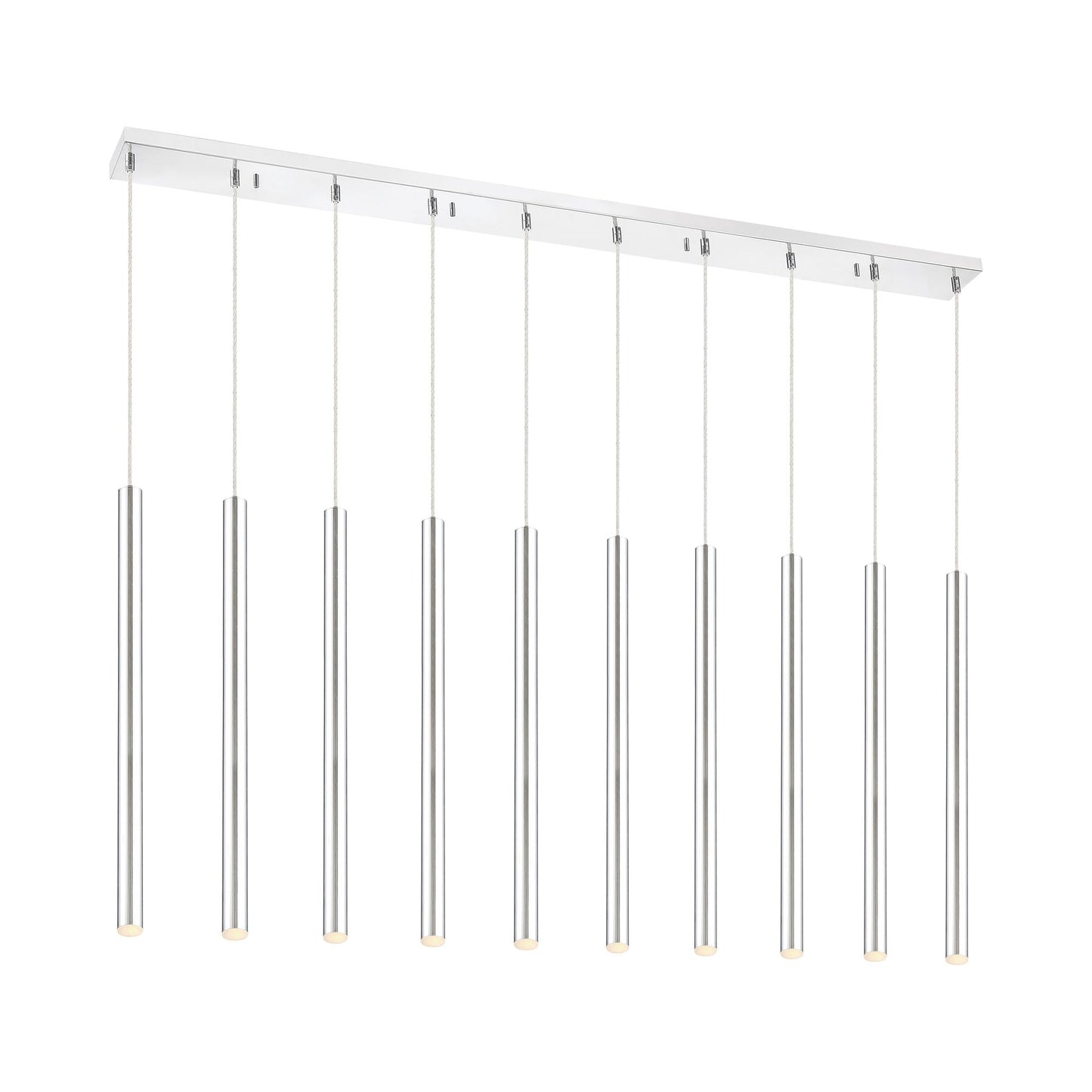 Forest Linear LED Chandelier in Chrome (10-Light/24-Inch).