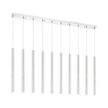 Forest Linear LED Chandelier in Chrome (10-Light/24-Inch).