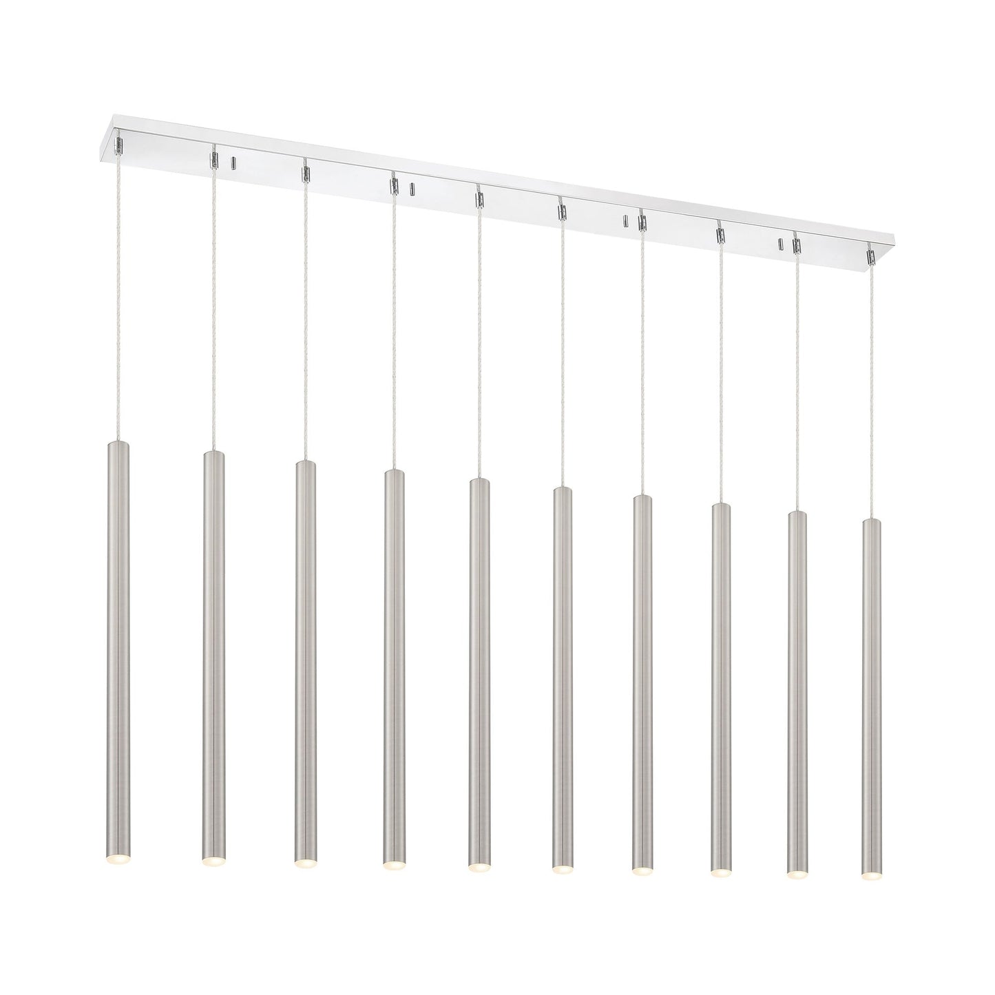 Forest Linear LED Chandelier in Chrome/Brushed Nickel (10-Light/24-Inch).