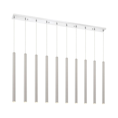 Forest Linear LED Chandelier in Chrome/Brushed Nickel (10-Light/24-Inch).