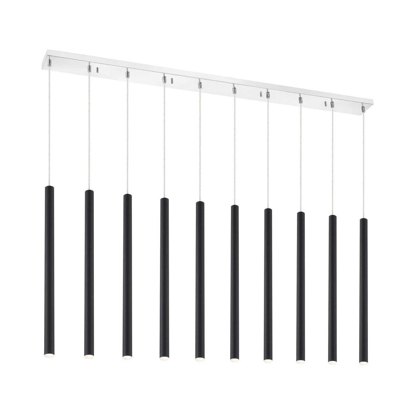 Forest Linear LED Chandelier in Chrome/Matte Black (10-Light/24-Inch).