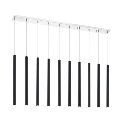 Forest Linear LED Chandelier in Chrome/Matte Black (10-Light/24-Inch).