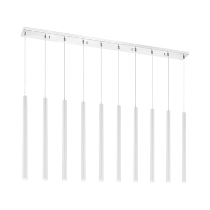 Forest Linear LED Chandelier in Chrome/Matte White (10-Light/24-Inch).