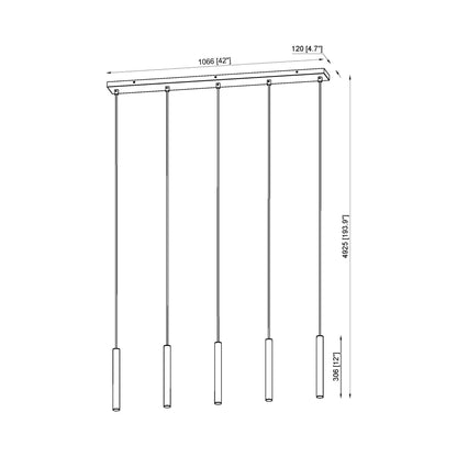 Forest Linear LED Chandelier - line drawing.
