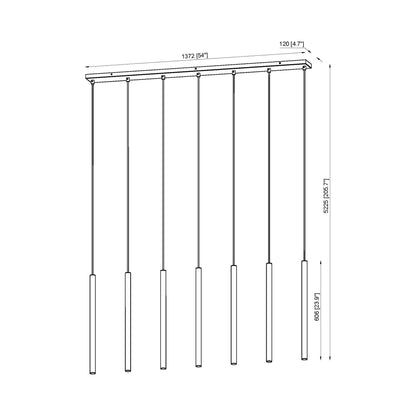 Forest Linear LED Chandelier - line drawing.
