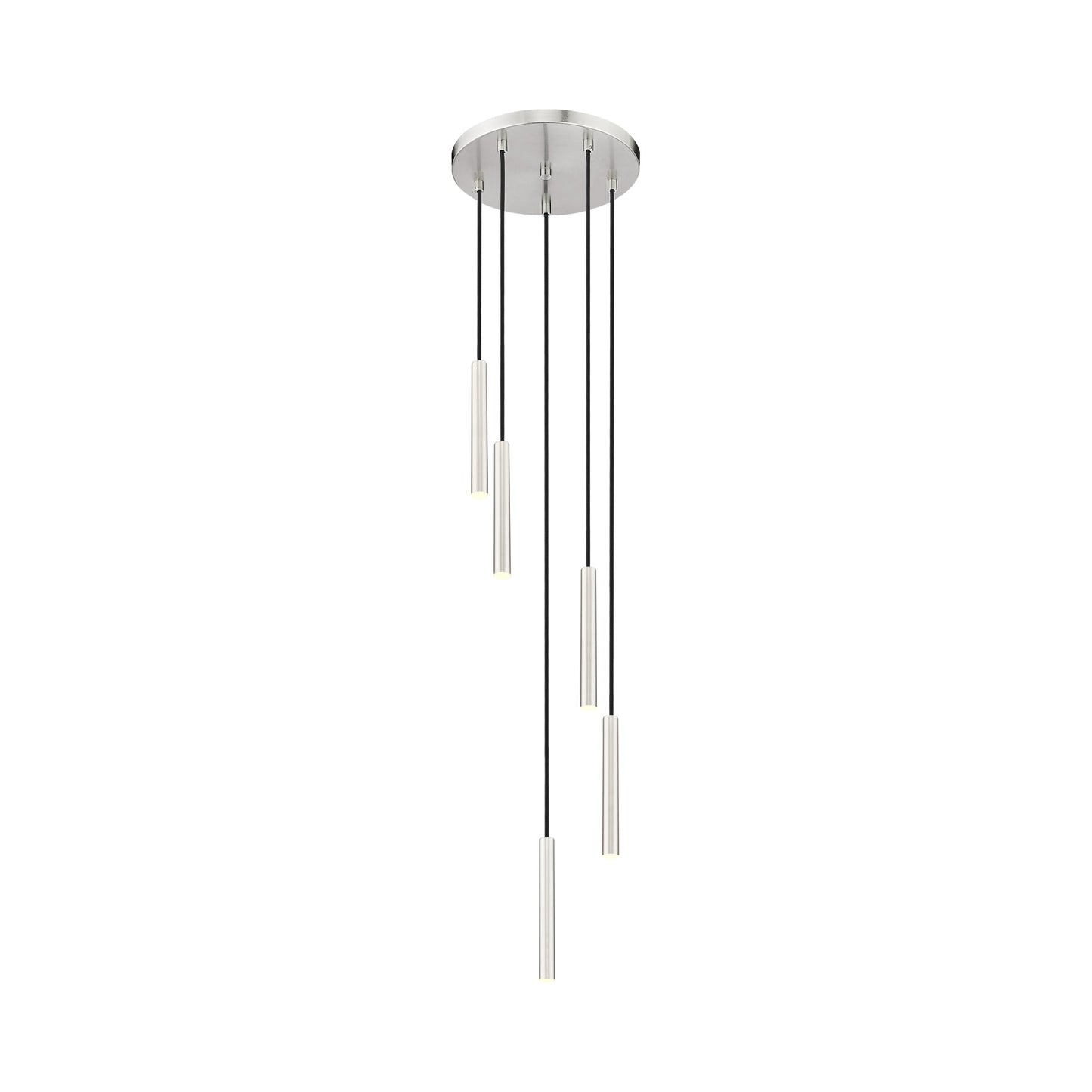 Forest Round LED Chandelier in Brushed Nickel (5-Light/12-Inch).