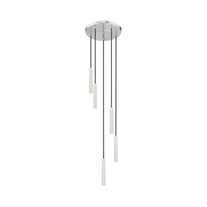 Forest Round LED Chandelier in Brushed Nickel (5-Light/12-Inch).
