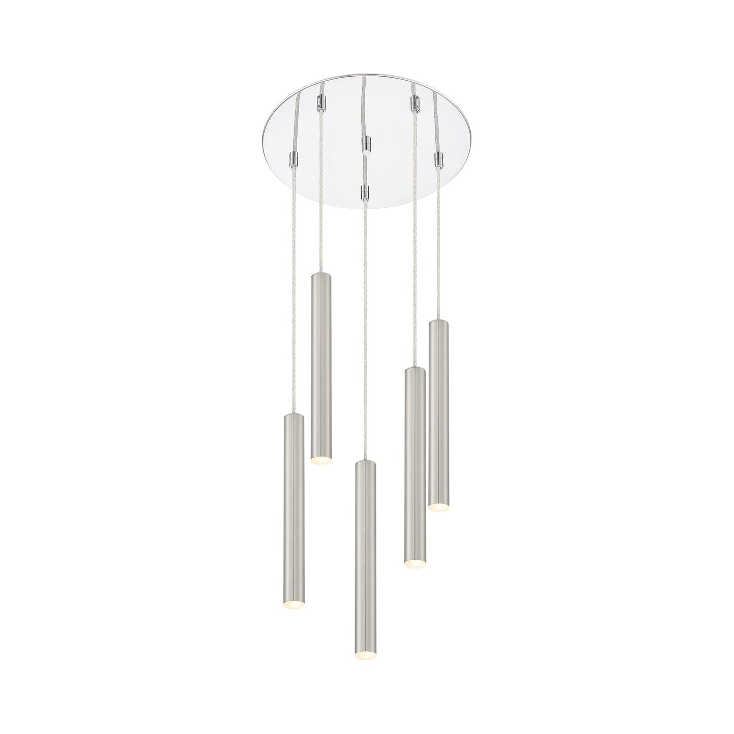 Forest Round LED Chandelier in Chrome/Brushed Nickel (5-Light/12-Inch).