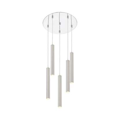 Forest Round LED Chandelier in Chrome/Brushed Nickel (5-Light/12-Inch).