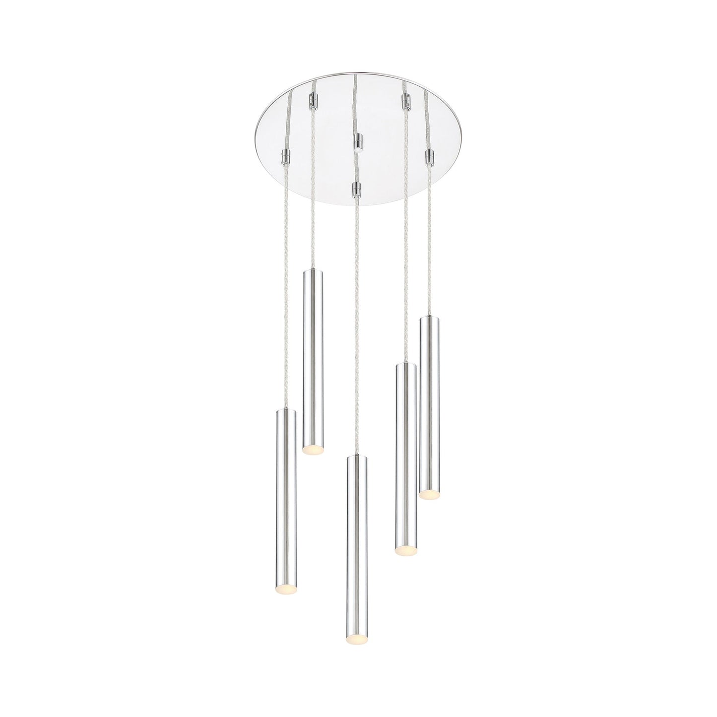Forest Round LED Chandelier in Chrome/Chrome (5-Light/12-Inch).