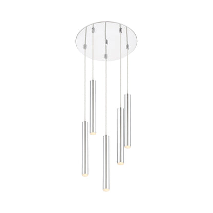 Forest Round LED Chandelier in Chrome/Chrome (5-Light/12-Inch).
