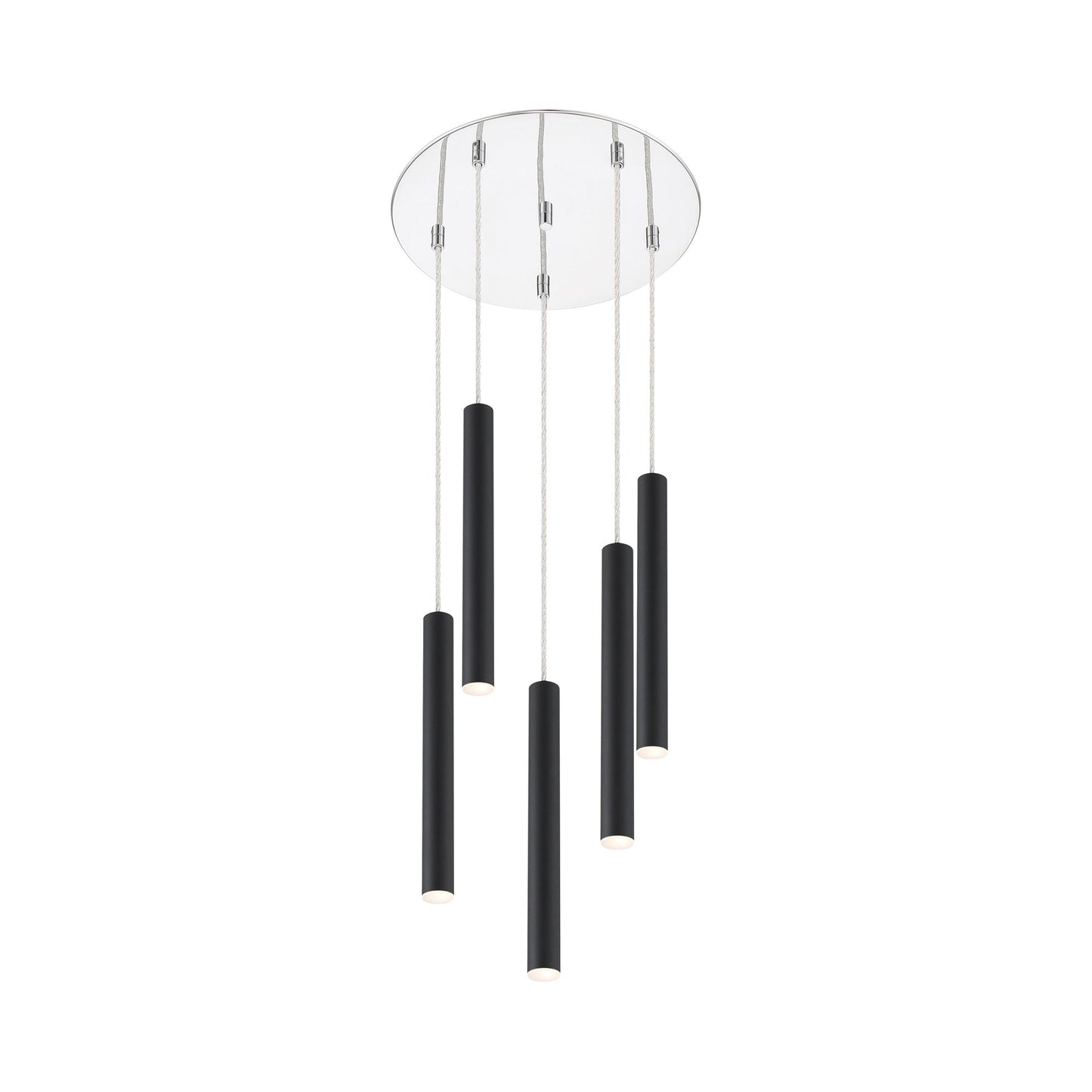 Forest Round LED Chandelier in Chrome/Matte Black (5-Light/12-Inch).